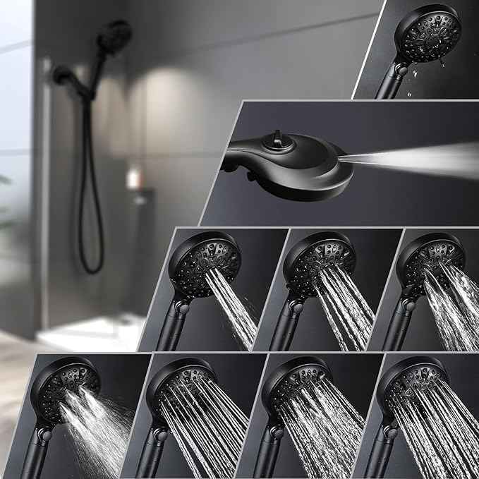 Filtered Shower Head with Handheld, 9 Spray Modes 2.5GPM High Pressure Showerhead with ON OFF Pause Switch, 15 Stage Water Softener Filter for Hard Water Remove Chlorine and Harmful Substances