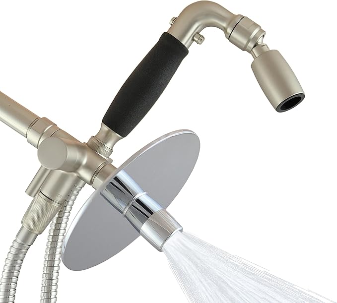 High Sierra® Lead-Free Metal 3-way Combo Shower Kit. Built in Diverter Valve Effortlessly Diverts Flow from the Fixed Shower Head to the Handheld and back - Ultra Low Flow 1.5 GPM - Chrome