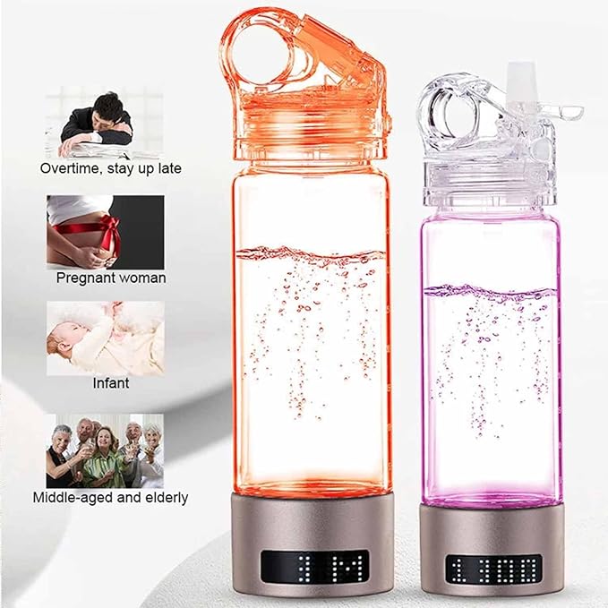 Hydrogen Rich Water Cup, SPE Technology Ionizer,with LED Smart Display, Portable USB Rechargeable Ionized Water Generator, with Inhaler Adapter