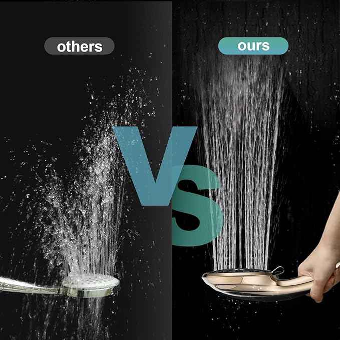 Cobbe 8 Functions Shower Head with handheld, High Pressure Shower Head Set with Hose Adjustable Bracket Rubber Washers (Gold)