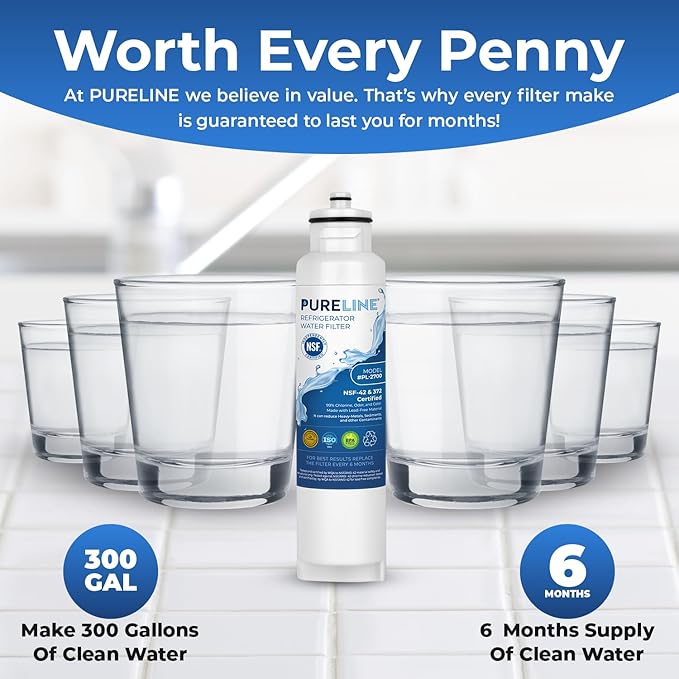 Pureline DW2042FR-09 Replacement for Daewoo DW2042FR-09, DW2042FR, Kenmore 46-9130, Aqua Crystal DW2042F-09, Refrigerator Water Filter - Reduces Bad Taste & Odor