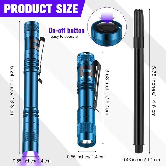 Tegeme 8 Pcs Black Light Markers Set 4 Invisible Ink Pen 4 Mini UV Flashlights Invisible Ink Marker Disappearing Pen for Spy Gadgets Secret Message Gift Party Favors(Blue and Black)