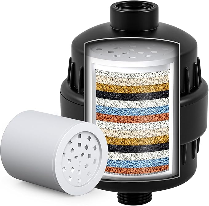 G-Promise All Metal 12 Inch Dual Shower Head with Handheld Combo, Rain Shower Head, with 16 Stage Shower Filter For Hard Water, Reduces Chlorine and Fluoride, Improves Dry Skin.