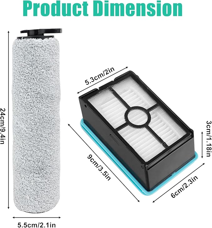 3881 Replacement Roller Brush Filter for Bissell Crosswave HF2/3845N/3831 Floor Scrubber Vacuum, for Bissell Crosswave Replacement Parts, 2 Roller Brush Replacement 2 HEPA Filter - AquaVibe