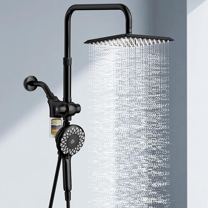 KAIYING Dual Shower Heads with Handheld Spray Combo, Magnetic Filtered Showerhead, Bathroom High Pressure Rainfall Shower Head and Handle Set with Filter for Hard Water, 79