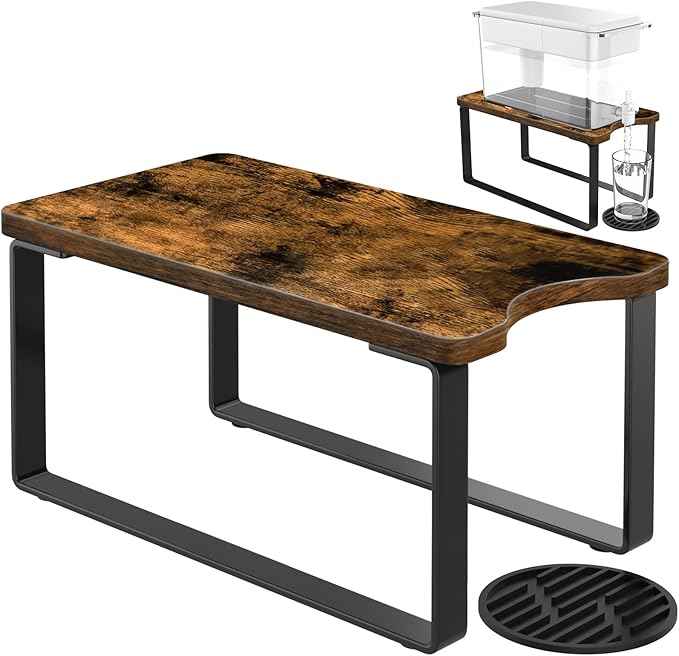 Water Filter Dispenser Stand with Drip Tray - 7.9''W x 14.9''D x 7''H + Water Filter Dispenser Stand Wood with Drip Tray - 7.9''W x 14.9''D x 7''H