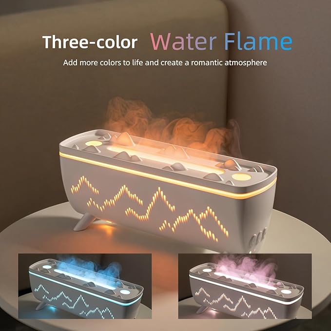 Dual Jellyfish & 3 Colors Flame Essential Oil Diffuser, Mist Humidifier, Aroma Diffuser with Jellyfish Shaped Spray Timing Auto-Off (Black)