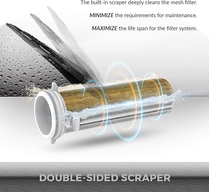 iSpring WSP50GR Reusable Spin Down Sediment Water Filter, 50 Micron with Built-in Housing Scraper, 360° Rotatable Head, Pressure Gauge, Blue