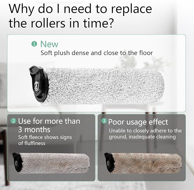 Roller Brush Replacement Kit Compatible with Tineco iFloor 2, iFloor 3,Floor One S3 Cordless Wet Dry Vacuum Cleaner,2 Pack Brush Roll Replacement Accessories - AquaVibe