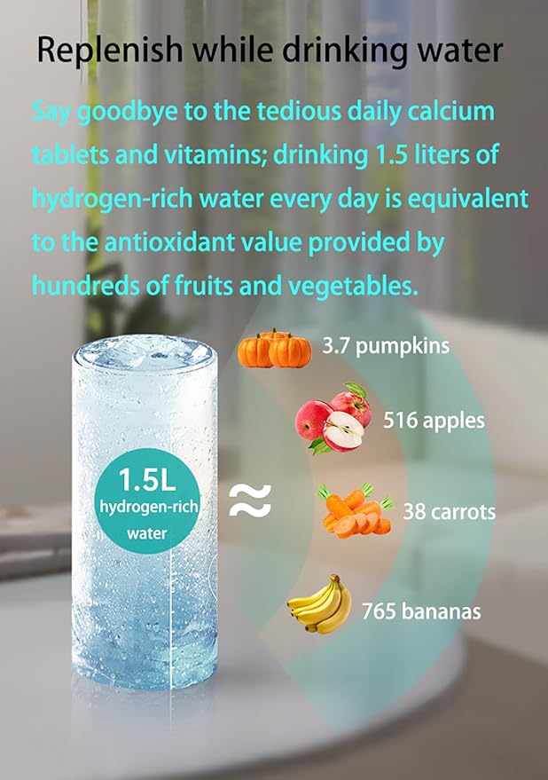 Hydrogen Water Bottle Alkaline, Hydrogen H2 Water Infuser & Hydrogen-Rich Water Machine, Portable & Travel Friendly and Daily Drinking
