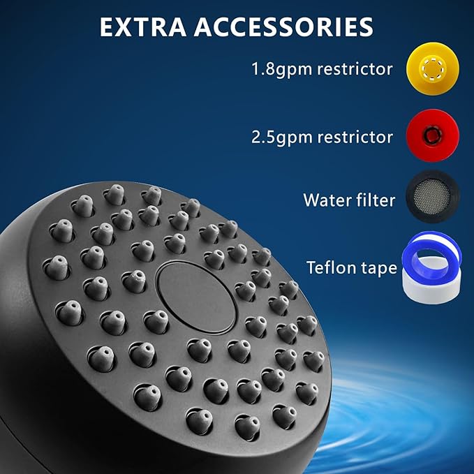 High Pressure Shower Head - Powerful Bathroom Pressure Boosting Showerhead - Perfect Universal Replacement for Rain Shower Heads(Matte Black)