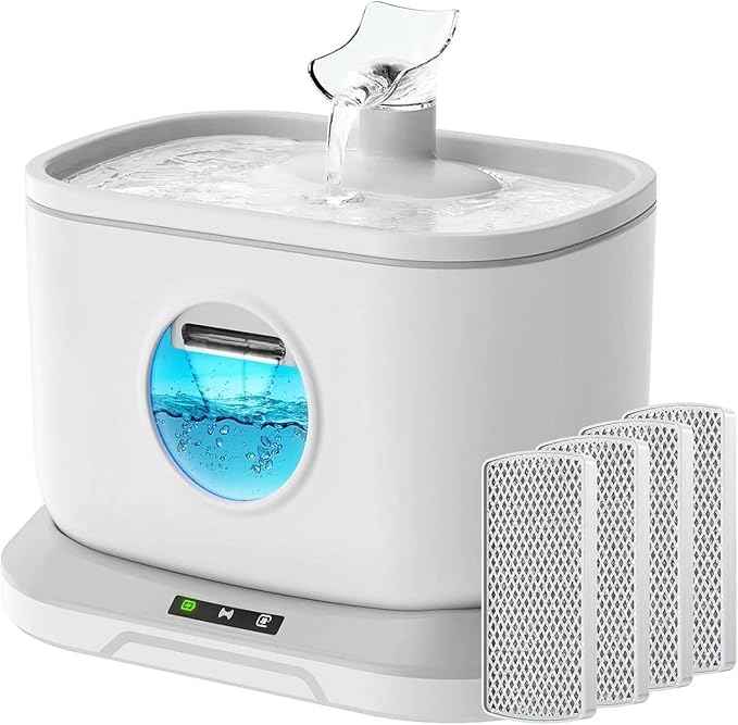 Cat Water Fountain Wireless, Petlipo 5000mAh Battery Operated Cat Fountain, 2.6L/88oz Cordless Pet Drinking Fountain with Motion Sensor for Cats Dog Indoor Ultra Quiet BPA-Free