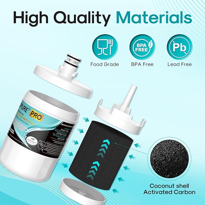 ICEPURE PRO 5231JA2002A NSF401&473&53&42 Certified Refrigerator Water Filter Replacement for LG LT500P, GEN11042FR-08, ADQ72910911, ADQ72910901, ADQ72910907, Kenmore 9890, 469890, LFX25974ST, 4PACK