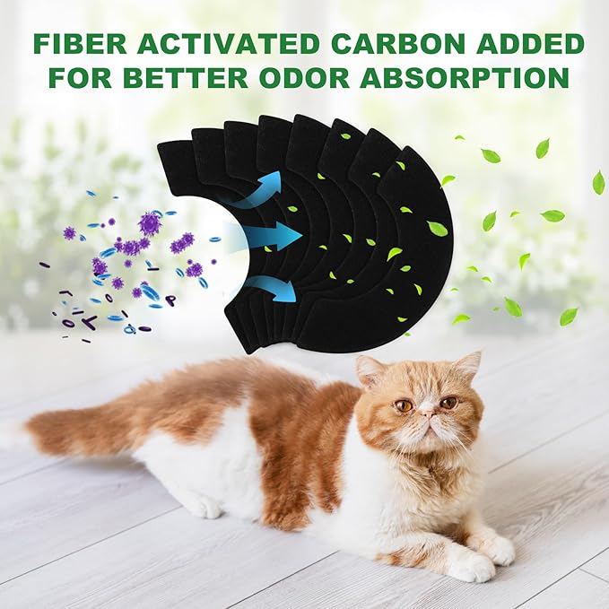 8 Pack Carbon Filters Compatible with Litter-Robot 4 Activated Charcoal Charcoal Filters for Litter Box Carbon Premium Filter to Eliminate Odors Control Damp from Pets and Keep Home Fresh - AquaVibe