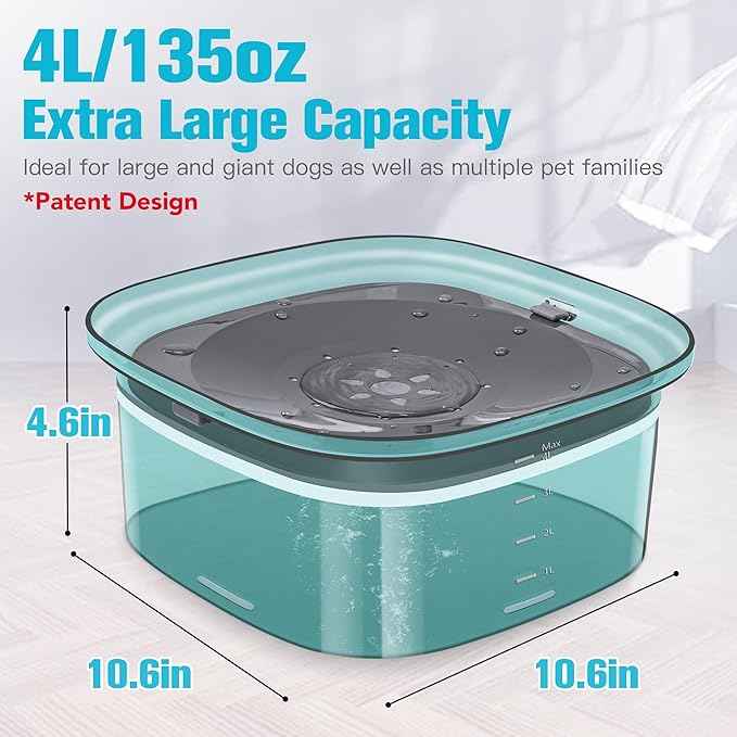 UPSKY 4L Dog Water Bowl 135oz No Spill Dog Bowl Extra Large Capacity Slow Drinking Water Feeder, Splash Proof Pet Water Dispenser Vehicle Carried Travel Water Floating Bowl for Dogs, Cats
