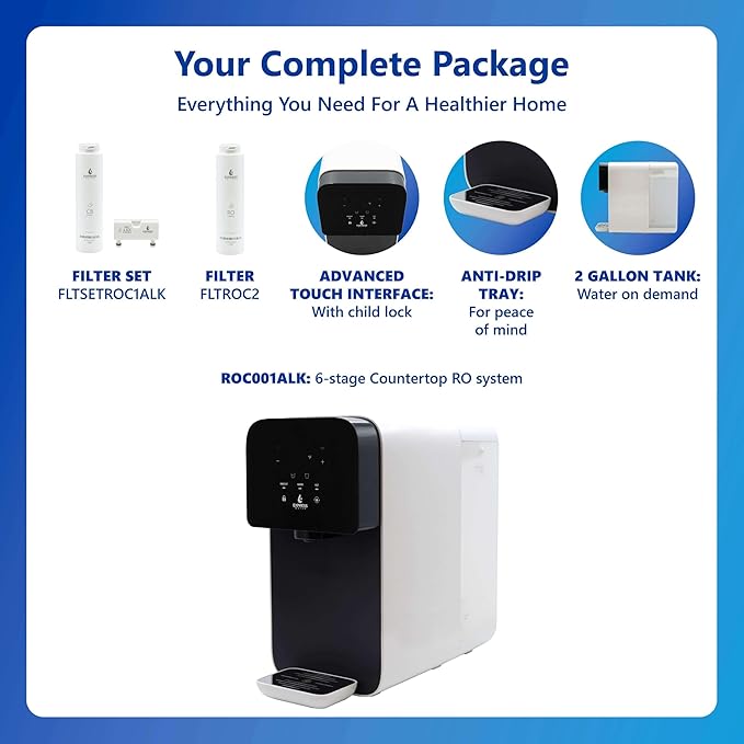 Express Water ROC001ALK-A pH UV Countertop Water Filter System – Reverse Osmosis System for Walter Filtration– 6 Stage RO Water Filter Complete System with UV Water Purifier and pH remineralization