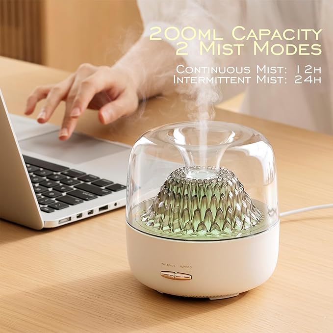 Essential Oil Diffuser,Portable Humidifier with Cool Mist, 7 Colors Night Light, and Auto Shut-Off,Perfect for Home, Office, and Yoga (White)