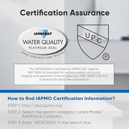 PUREPLUS Under Sink Water Filter, 22000 Gallons, 99.99% Chlorine Reduction, NSF/ANSI 42 Certified, Direct Connect Under Counter Water Filtration System with an Extra Replacement WFC5300A Filter