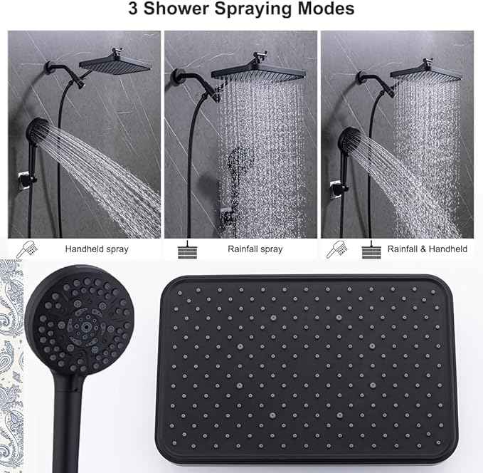 Black Large High Pressure Filtered Shower Head with Handheld, 14" Rain ShowerHead and 10 Spray Handheld with Filter, Upgrade Dual Shower for Couples Bathroom Accessories and Hard Water
