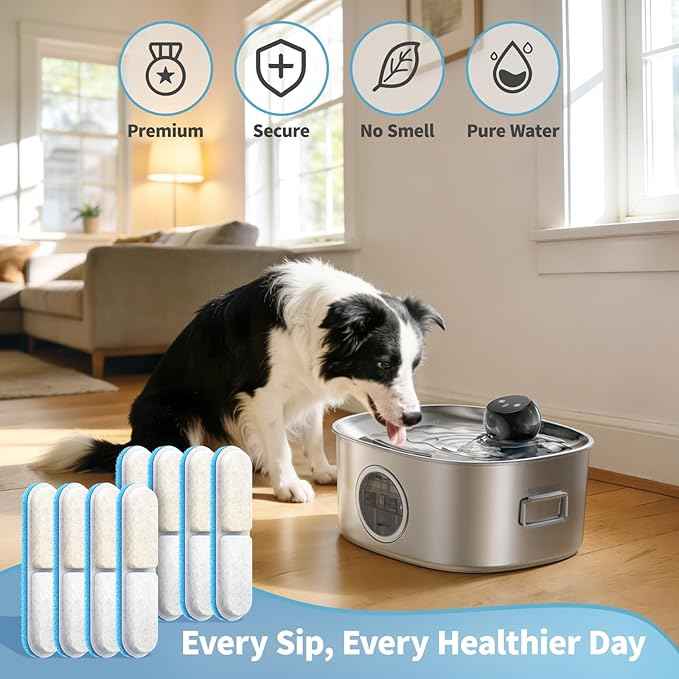 8-Pack Replacement Filters & Sponges Only for WF400 Pet Water Fountain, Design for Stainless Steel Dog Water Fountain for Large Dogs (No Include Bowl)
