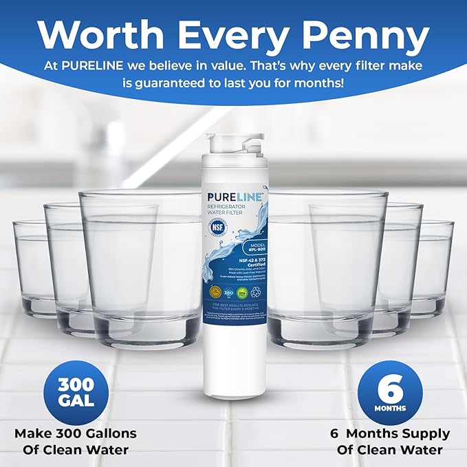 Pureline MSWF Replacement for GE MSWF, RWF1500A, 101820A, 101821B Refrigerator Water Filter - Reduces Bad Taste & Odor - AquaVibe