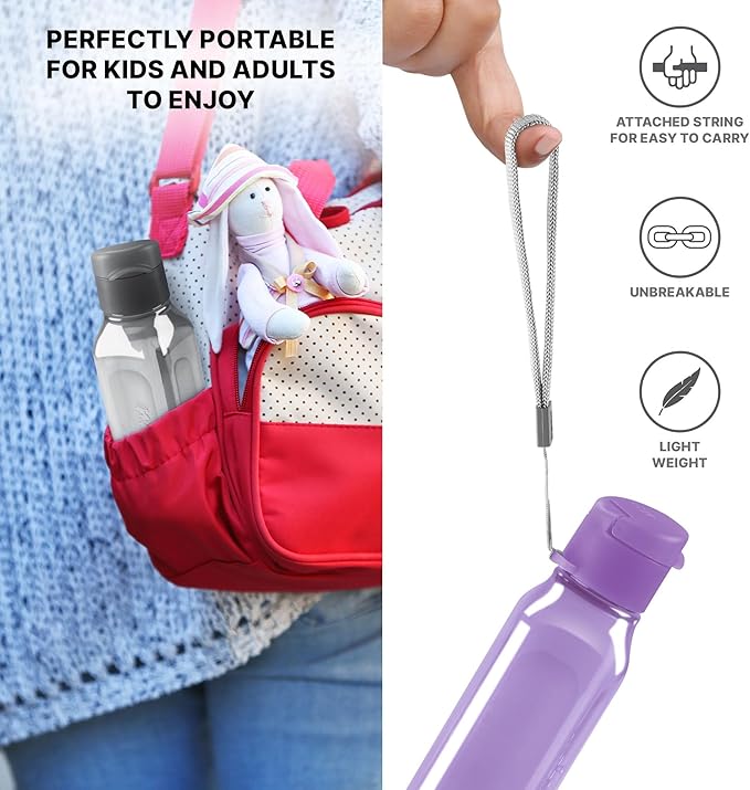 MILTON Travel Water Bottle – 1Pcs Reusable Sports Bottle with Easy Open Close Lid and Leakproof Neck – Food Grade Plastic Water Bottles for Adults and Kids, School, Gym