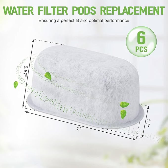 Coffee Maker Water Filter Replacement For GE Cafe Drip Coffee Maker UNIV1CFLTR6PK Carbon Coffee Filter G7CDABSSTSS, G7CDAASSTSS, C7CDAAS3PD3, C7CDAAS4PW3, 6 Pcs - AquaVibe