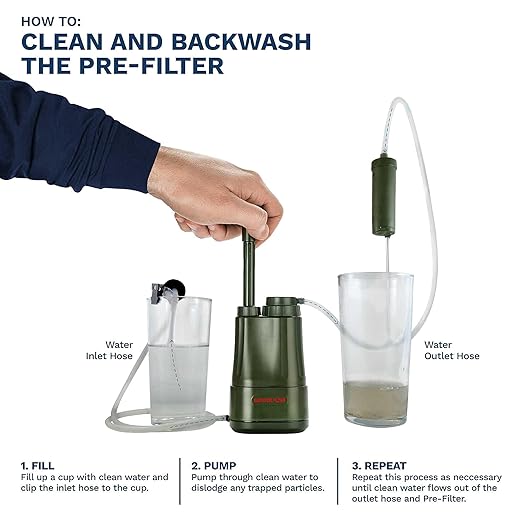 Survivor Filter PRO Extender Series - Portable Water Filter Pump with Extra Replacement Filters (Pack of 2)