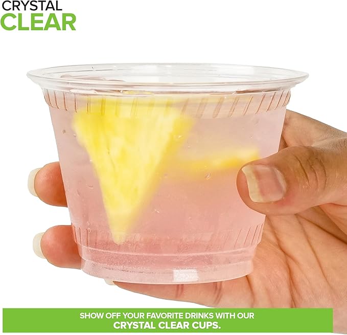 Stock Your Home 9 oz Premium Commercially Compostable Cold Cups (100 Pack), Eco Party Cup, Environmentally Friendly Recyclable Disposable Sustainable for Water, Wine, Beer Sample