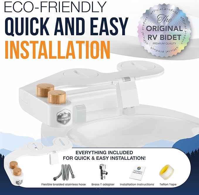The Original RV Bidet Self-Cleaning Dual Nozzles | Non-Electric, Reversible Design | Easy Installation, RV Waterline Compatible | Adjustable Gentle Water Pressure | Eco-Friendly