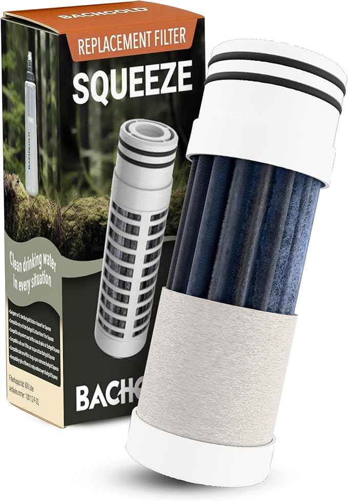 Water Filter Camping – Bachgold Foldable Squeeze Portable Water Filter for Hiking, Backpacking & Emergency Use | Ultralight Outdoor Filtration Bottle, Swiss Design