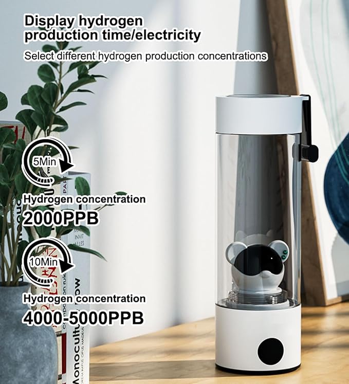 Hydrogen Water Bottle Generator, Hydrogen Content as High as 2000-5000ppb, Portable H2 Water Cup, Healthy Alkaline Hydrogen Ions Water Maker, Gift for Men Women