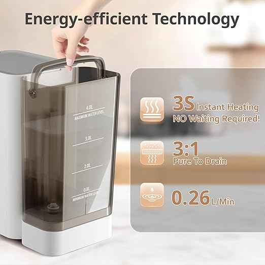 ICEPURE 4-in-1 Reverse Osmosis Water Filter Countertop, Water Purifier System, RO Home Water Filter Dispenser Hot and Cold, Bottleless Water Cooler Countertop, 3:1 Pure to Drain Water Machine - AquaVibe