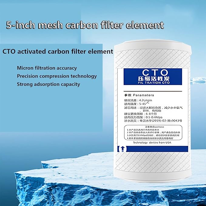 2.5" x 5" CTO Carbon Block Water Filter Cartridge Replacement, Whole house Pre Post, for Whole House Filtration Systems, 6pcs