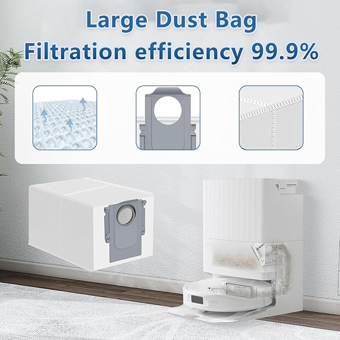 Accessories Kit for Roborock QV 35A/QV 35S Robot Vacuum, 2 Main Brush Roller, 4 Hepa Filters,4 Mop Pads, 4 Dust Bags, 6 Side Brush, 22 Pack Replacement Parts - AquaVibe