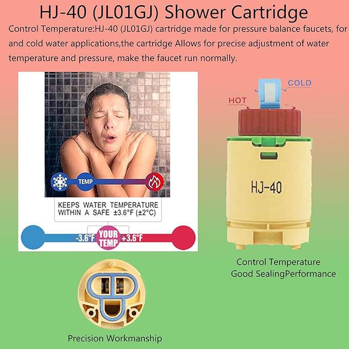 HJ-40 (JL01GJ) Faucet Cartridge Replacement 40mm Diameter Shower Cartridge,Compatible with Replaces Cartridge on Many Brands Shower and Tub Cartridge