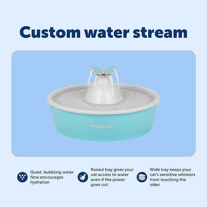 PetSafe Butterfly Cat Water Fountain with Pump & Filters - Cute Water Dispenser with 50 oz Capacity - Pump & Filters Keep Water Clean & Fresh - Filter Contains 2X More Carbon Than Other Brands