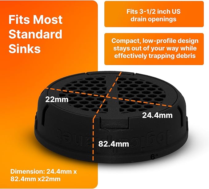 SplashNColor Pop Up Drain Strainer - 2-in-1 Durable Kitchen Accessory - Anti-Clogging Sink Drain Strainer Basket with Touch-Free Disposal for 3-1/2 Inch US Standard Drain - ABS - 30mm Height (Black)