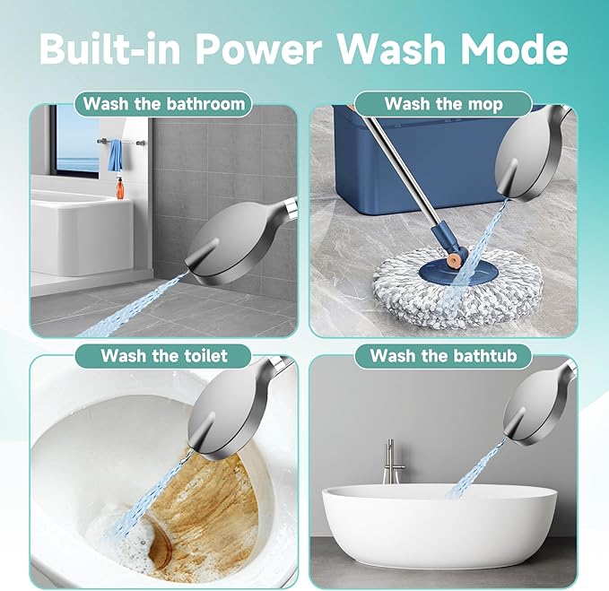 Filtered Shower Head, 6 inch High Pressure Handheld Shower Head with Filter for Hard Water, 6 Spray Modes Detachable Showerhead with Hose and Shower Arm Bracket, Dark Grey - AquaVibe