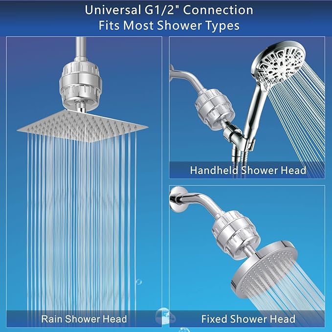 20 Stage Shower Filter, Hard Water Shower Filters for Chlorine Heavy Metal and Other Sediments Removal, Dramatically Improves The Condition of Your Skin and Hair