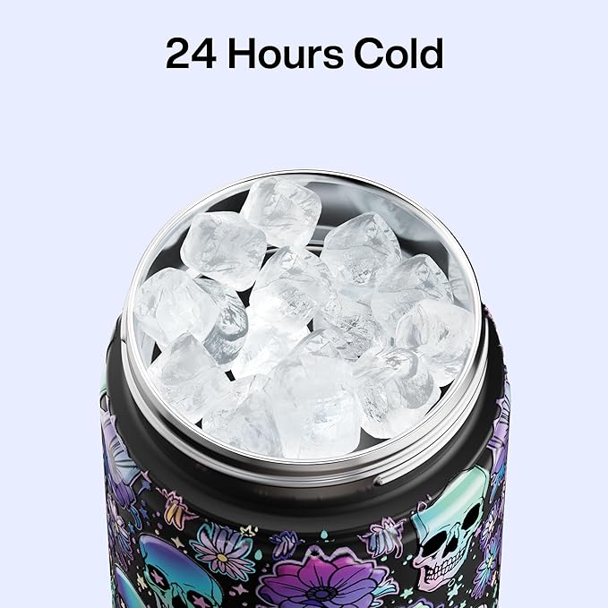 ENCOOL Insulated Water Bottle with Straw Stainless Steel Water Bottle, Leak-Proof, BPA-Free, Double Wall Vacuum Keeps Cold for 24 Hours for Sports, Travel, School (26 oz, Floral Afterlife)