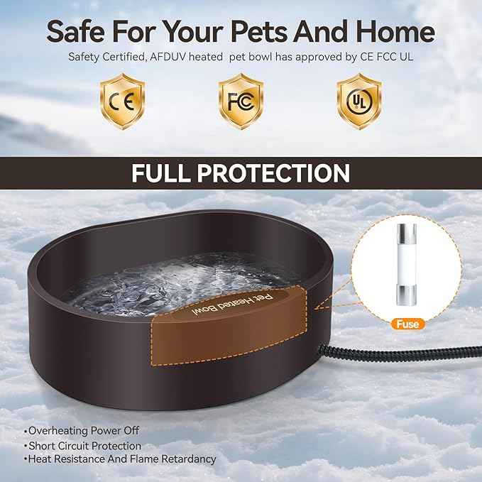 Heated Water Bowl for Dogs Cats Outdoor, 3.7L Thermostatic Heated Pet Bowl for Outside Dog Cat Chickens Duck Birds Waterer in Winter, Automatic Heated Dog Bowl Outdoor with Anti Chew Cord