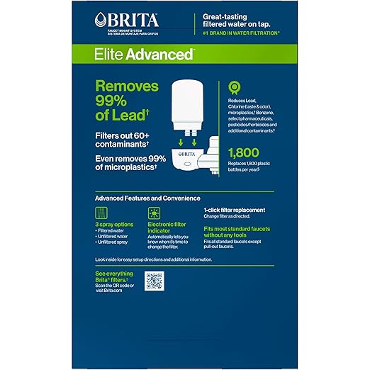 Brita Faucet Mount Water Filter System, White, No-Wait Filtration, Easy Install, Multi-Use Tap Water Filter for Kitchens, Bathrooms & Small Spaces