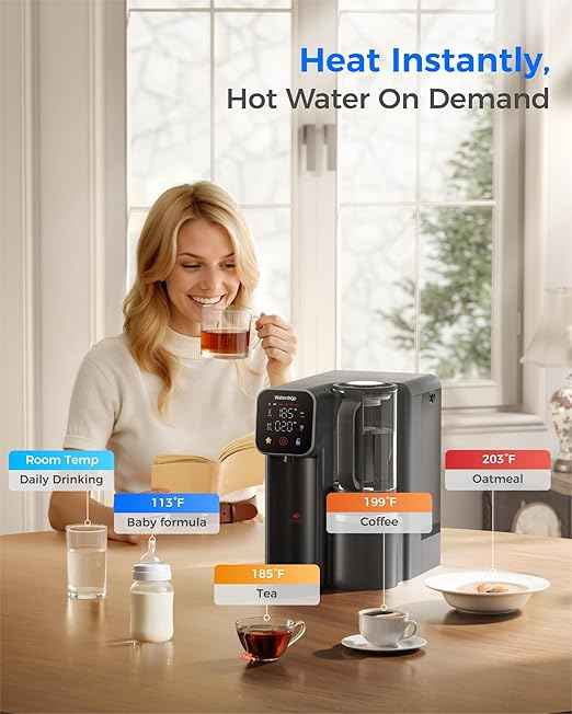 Waterdrop WD-M6H Instant Hot Reverse Osmosis System Countertop Water Filter with CT01 Countertop Water Filter System, Hot and Cold Water Dispenser with Multi-Stage Filtration