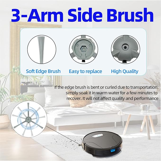 Replacement Parts Accessories Kit Compatible with Honiture V8 Pro Robot Vacuum Cleaner 1 Main Brush, 6 Side Brushes, 4 Hepa Filters, 4 Mop Pad - AquaVibe