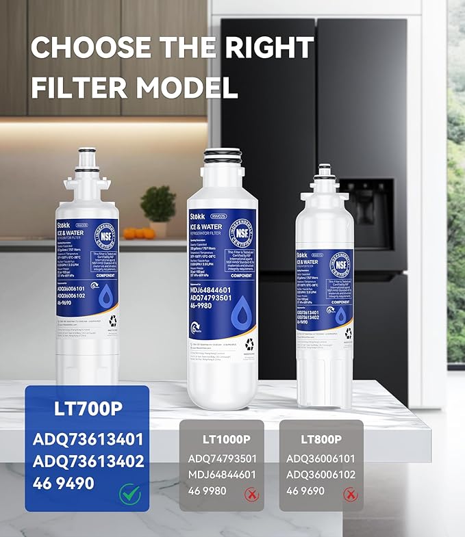 Stokk LT700P ADQ36006101 Refrigerator Water Filter Replacement Compatible with LG LT700P/PC/PCS, ADQ36006102, ADQ36006113, AGF80300702, Kenmore 9690, and LT120F Air Filter, NSF42, 3 Combo