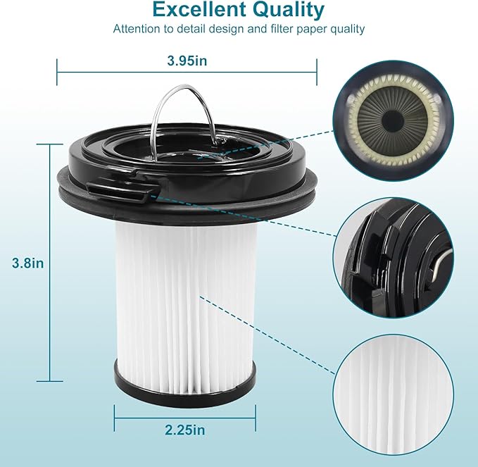 4 Pack Replacement Filter Compatible with BISSELL CleanView XR Lightweight Cordless Vacuum, for Bissell CleanView XR/XR pet Lightweight Cordless Vacuum - Filter, Washable and Reusable - AquaVibe