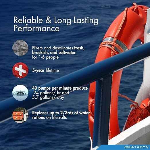 Katadyn Survivor 06-LS-RES Hand Powered Desalinator for Seawater - Compact, Portable, and Durable Reverse Osmosis Water Filter for Life Rafts, Survival Kits, and Marine Use