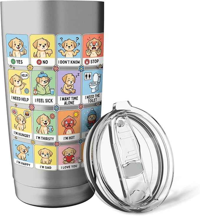 Autism ACC Communication Dog Lovers Kids Cute Autistic Stainless Steel Insulated Tumbler