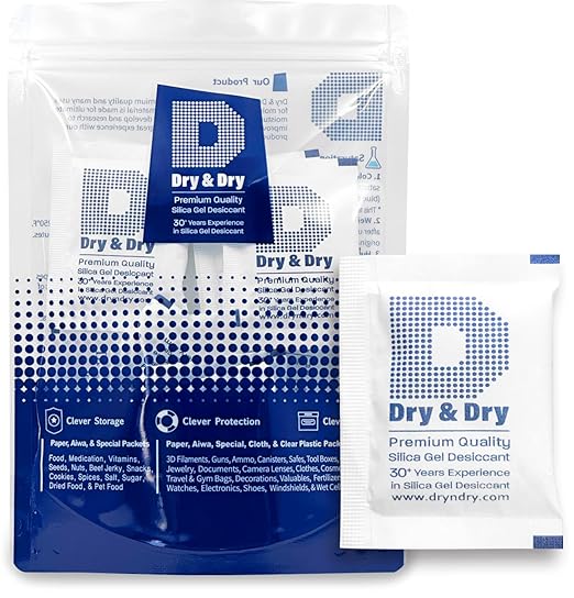 Dry & Dry 10 Gram [30 Packets] Silica Gel Packets Silica Gel Desiccants, Silica Gel Packs - Rechargeable (Food Safe) Silica Gel Packets, Silica Packets